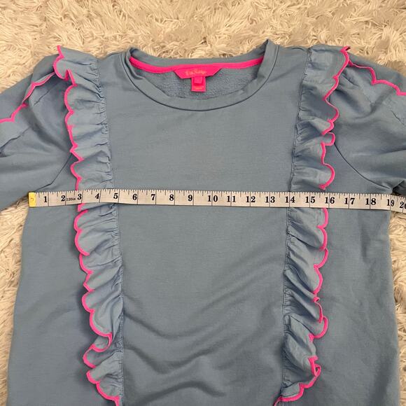 Lilly Pulitzer Blue and Pink Suzy Scalloped Pullover Sweatshirt Size S - Picture 7 of 8